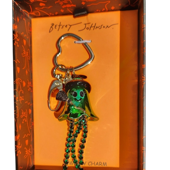 Betsey Johnson Green Witch Ghost Bag Charm Keychain
